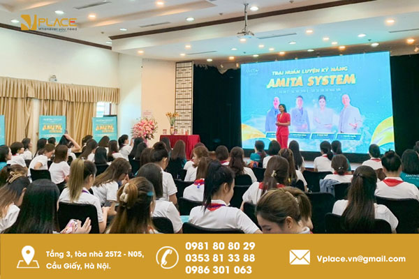 Không gian hội trường đào tạo dành cho khách hàng kinh doanh hệ thống tại Vplace