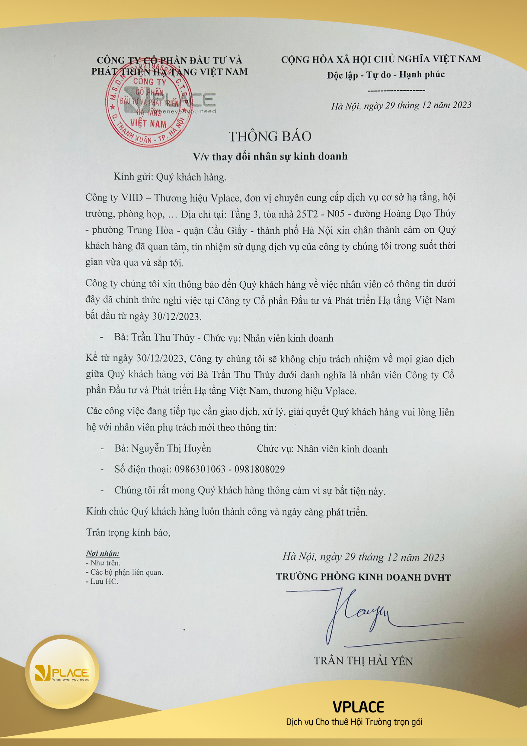 Thong bao nhan su vplace