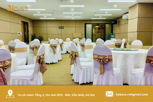 Không gian hội trường tiệc mặn 50 chỗ tại Vplace – Sự lựa chọn hoàn hảo cho sự kiện nhỏ gọn và ấm cúng 3 6 2