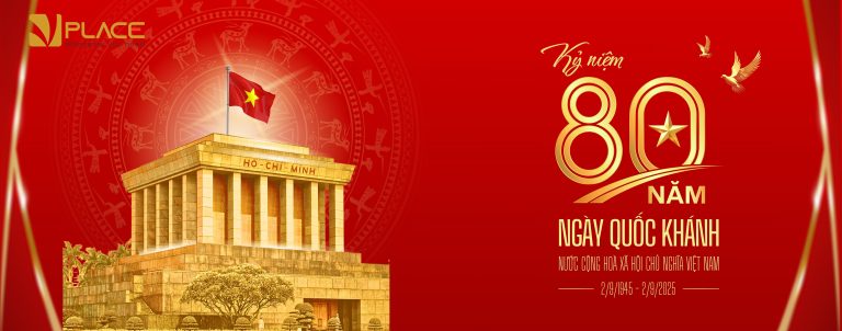Banner Chuc mung Ky niem 80 nam Ngay Quoc khanh Viet Nam Trang trong Do vang