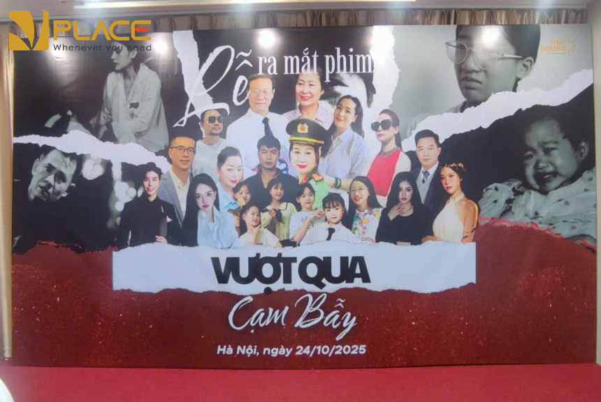 Sự kiện công bố lễ ra mắt phim "Vượt qua cạm bẫy" tại hội trường Vplace 1 - Hoàng Đạo Thúy 1 su kien cong bo le ra mat phim vuot qua cam bay tai hoi truong vplace 1 hoang 2