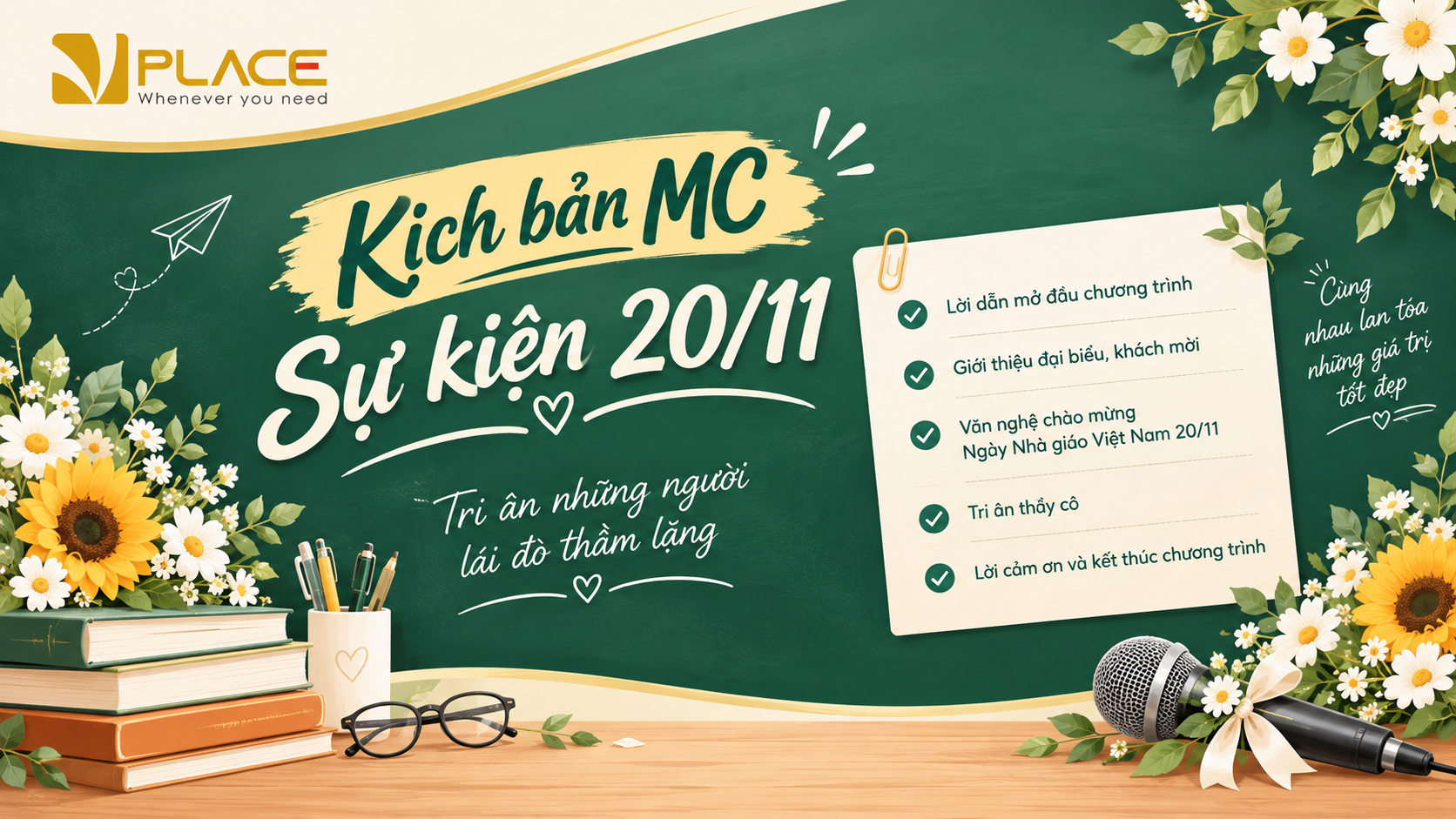 Kịch bản MC sự kiện 20/11 hay nhất năm 2026 – Trang trọng, ý nghĩa và giàu cảm xúc